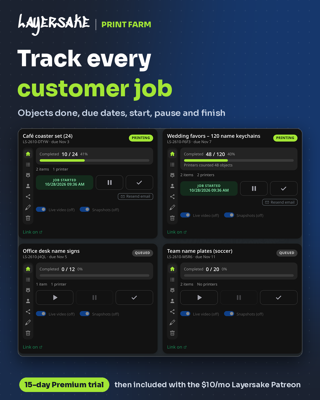 Customer print job queue