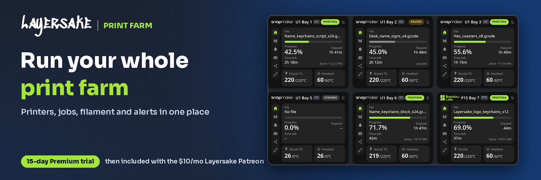 Print Farm software printer dashboard